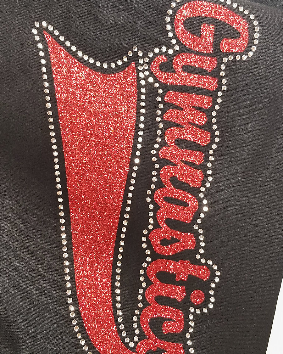 A red glitter Gymnastics shirt